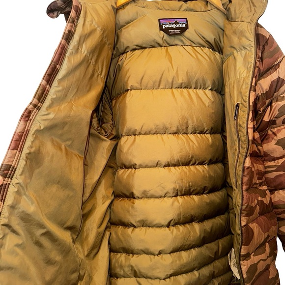 Patagonia Hi Loft Down Hoody Puffer Hooded Jacket RARE Camo Men's Size Small